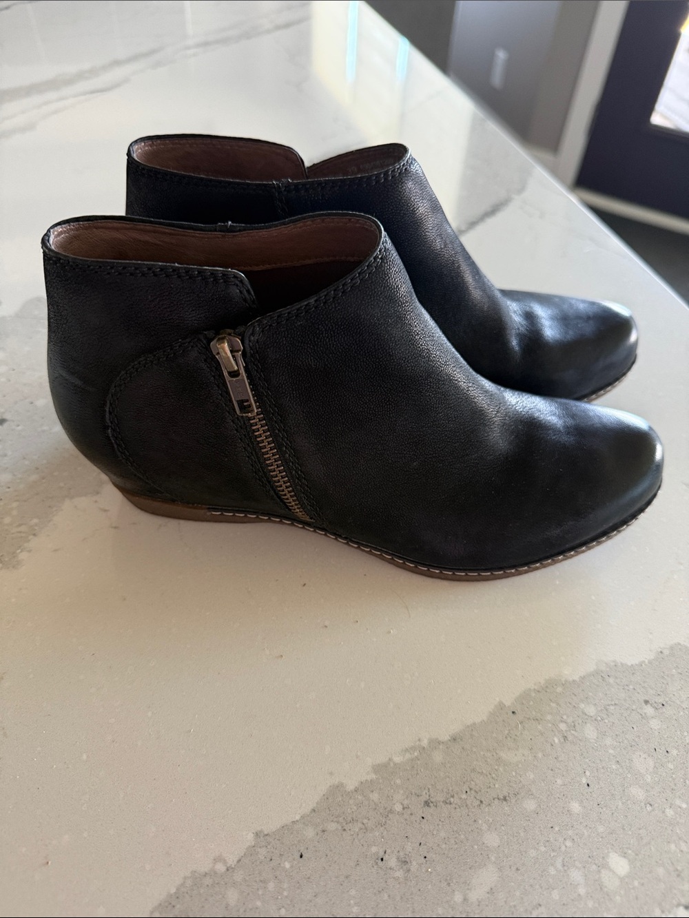 Dansko Black Leather Side-Zip Ankle Booties